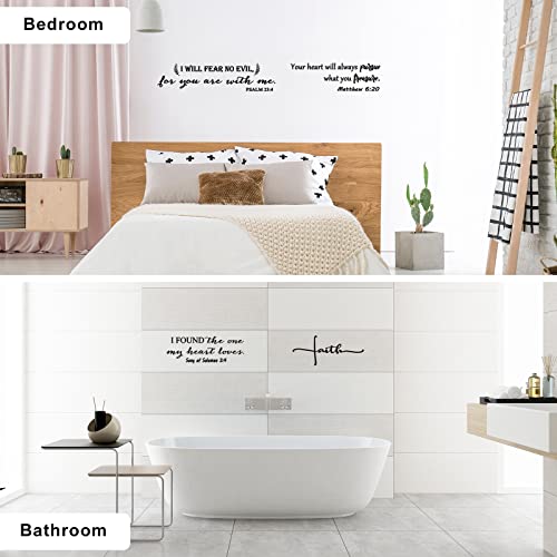 12 Styles Bible Verse Wall Decals Inspirational Decals Peel and Stick Vinyl Christian Stickers Prayer Wall Decor Butterfly Quotes Decor Art Sticker for Bedroom(Black)