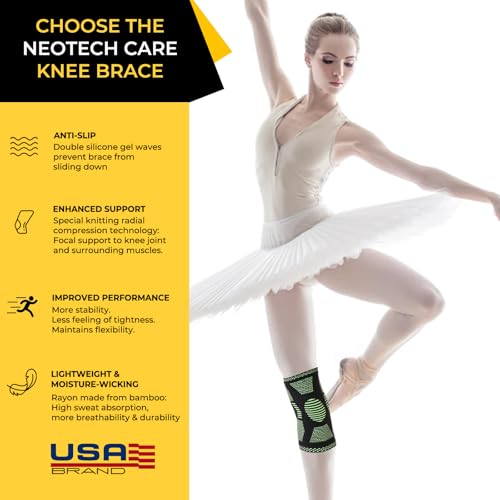 NeoTech Care Knee Support Brace - Breathable - Men, Women, Right or Left (Green Color, Size L, 1 Pair)