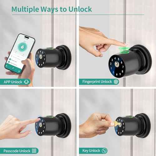 IRONZON Fingerprint Door Knob Fingerprint Door Lock with App Control Smart Door knob for Bedroom, Biometric Door Lock for Apartment Office and Garages 2pack