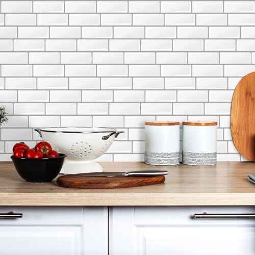 Livebor Peel and Stick Backsplash Wallpaper Kitchen Wallpaper 11.8inch x 78.7inch Tile Peel and Stick for Kitchen Countertop Tile Backsplash Contact Paper Waterproof Self Adhesive for Bathroom Vinyl