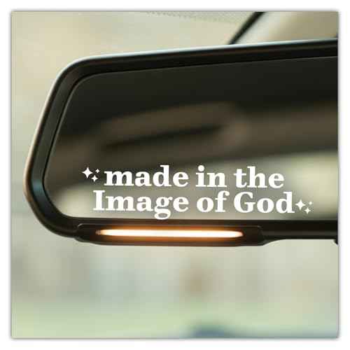 (3 Pcs) Made in The Image of God Mirror Sticker Inspirational Christian Quote Vinyl Decal for Car Rear View Mirror Window Laptop Motorcycle Faith Waterproof Sticker 4 Inches