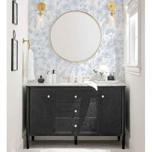 EeeComing Floral Peel and Sick Wallpaper Boho Contact Paper Modern White and Blue Peel and Stick Wall Paper Removable Self Adhesive Wallpaper for Bedroom Bathroom Cabinets Vinyl Roll 17.3¡±X118.1¡±