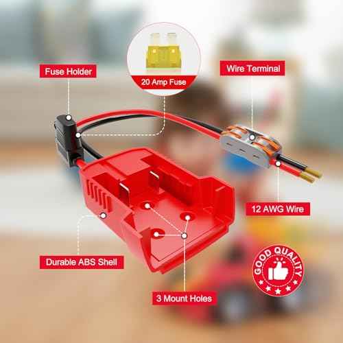 4 Pack Milwaukee M18 Battery Adapter Kit with Fuses, 12AWG Wiring for Power Wheels, DIY RC Cars & Robotics - Convert 18V Tool Battery to Kids Ride-On Toys Truck