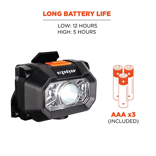 Ergodyne Skullerz 8978 Intrinsically Safe Hard Hat Headlamp Light, Compatible with Ergodyne Skullerz Hard Hats and Safety Helmets,Black