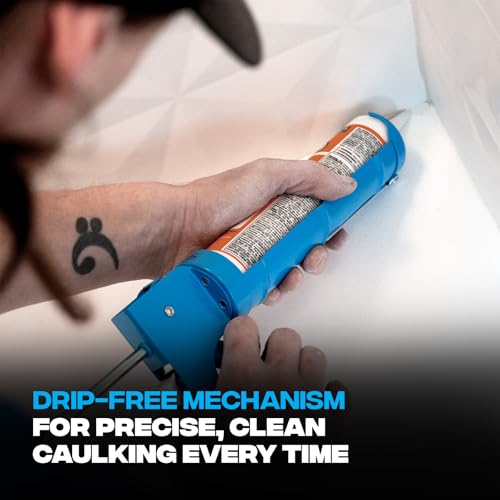 OX 10 oz Half Barrel Drip Free Caulk Gun ? 10:1 Thrust Ratio Silicone Gun with Seal Punch and Spout Cutter ? OX-T046205