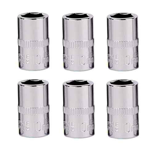 1/4Inch Drive 10mm 6-Point Shallow Socket 6 Pcs, Metric, Cr-V