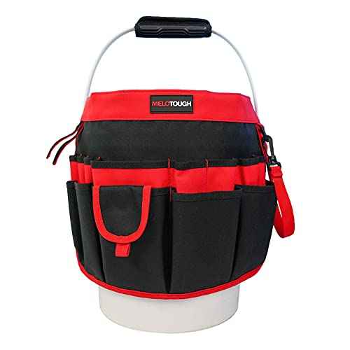 MELOTOUGH Bucket Tool Organizer With 35 Pockets Fits to 3.5-5 Gallon Bucket (Red)