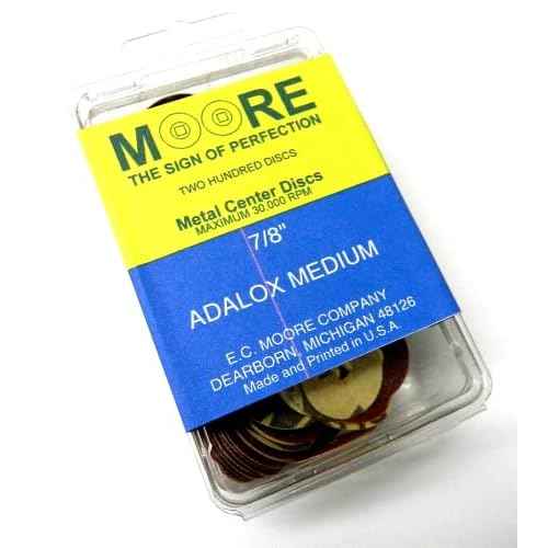 E C Moore's Adalox Medium 7/8" Sanding Disc Snap on Metal Center Pack of 200