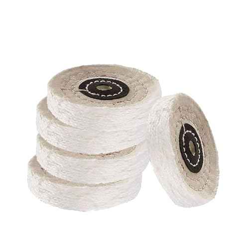 ?????? ???? 5 Pcs 3'' Cotton Polishing Wheel, 3/8'' Arbor Abrasive Buffing Wheel Fine Finishing Kits Lapidary Polishing Set for Bench Grinder/Buffer