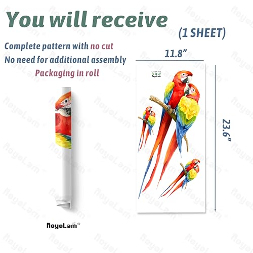 Macaw Parrot Wall Decals Removable Bird Couple Vinyl Stickers for Nursery Living Room and Kids Playroom Jungle Theme Decor Peel and Stick Wall Art