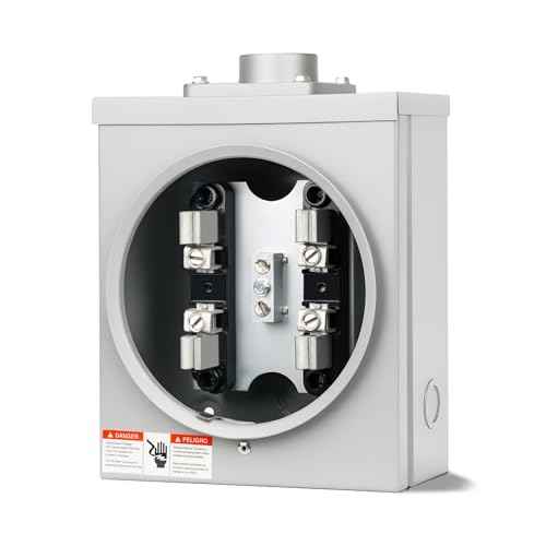 100 Amp Meter Socket, 4 Jaw Meter Base, 600V 3 Wire Ring Type, with Horn Bypass Meter Cover Plate, Suitable for Overhead/Underground Feed