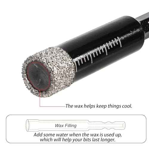 Hacaroa 10 Pack Dry Diamond Drill Bit Set, 1/4 5/16 3/8 1/2 Inch Diamond Core Drill Bits for Tile, Ceramic, Glass, Marble, Granite, Stone, 6, 8, 10, 12mm, 1/4 Inch Hex Shank, 4 Sizes