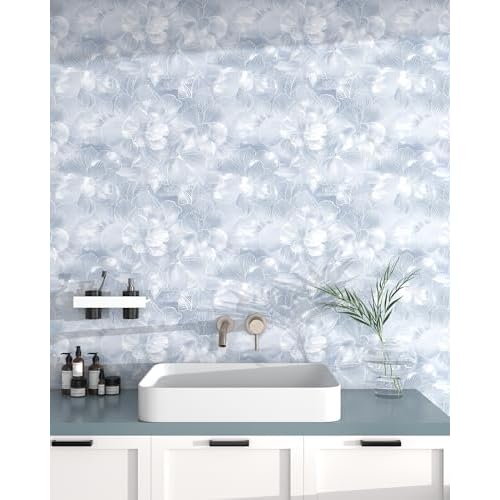 tiltil Peel and Stick Wallpaper Flower Blue and White Contact Paper Boho 17.7"x78.8" Self Adhesive Wallpaper Removable Modern Decorative Wall Paper for Bedroom Countertops Cabinet Decor Vinyl Roll