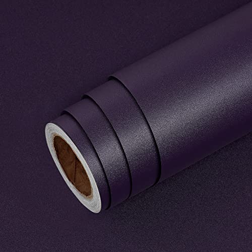 Livelynine Dark Purple Peel and Stick Wallpaper Removable Contact Paper for Countertops Desk Cabinets Walls Gothic Moody Wall Paper for Bedroom Bathroom Living Room Dorm Shelves Vinyl Wrap 15.8x78.8