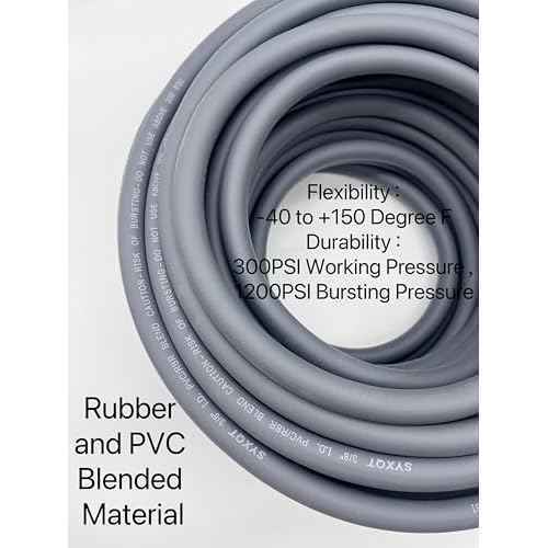 Hybrid Air Hose 3/8-Inch x 50FT£¬Air Compressor Hose 300 PSI Heavy Duty, Lightweight, Kink Resistant, All-Weather Flexibility with 1/4-Inch Industrial Air Fittings and Bend Restrictors,Gray