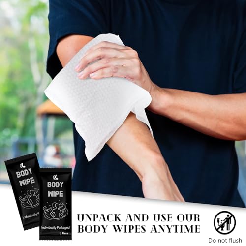 Timgle 200 Pcs Deodorant Body Wipes Individually Wrapped Bath for Adults Face Hand Body Wipes Pearl Pattern Wet Shower with Aloe Bathing Disposable Cleansing for Travel Gym Travel(Black Background)