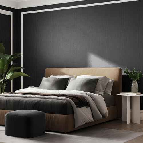 Black Wallpaper Wood Grain Contact Paper Peel and Stick Wall Paper Waterproof Self Adhesive Thickened Vinyl Wrap for Countertops Cabinets Desk Decorative Film Easy to Clean 15.7" x 118"