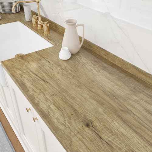 WESTICK Brown Wood Contact Paper Removable Wooden Wallpaper Self Adhesive Wood Grain Wallpaper Peel and Stick Countertops Waterproof Wooden Wall Paper for Kitchen Cabinets Desk Vinyl Wrap 15.8" x 80"
