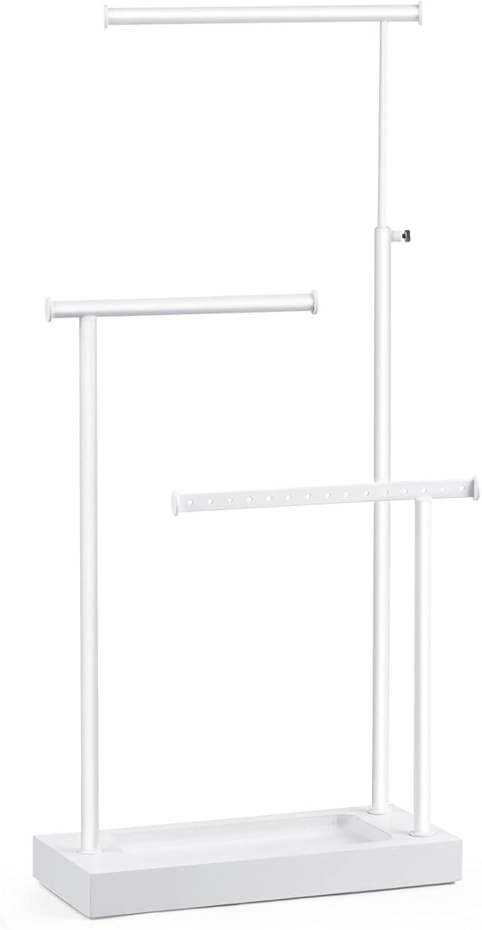 SRIWATANA Jewelry Organizer Stand, Extra Tall Jewelry Display Necklace Holder, Gift Idea (White)
