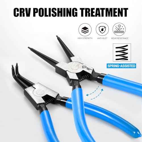 8 Piece Precision Snap Ring Pliers Set ? 7" & 9" Internal/External Circlip Pliers, 3 Angle Tips (0¡Æ 45¡Æ 90¡Æ), Heavy Duty CR-V Steel