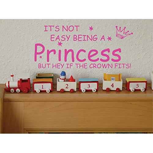 Blinggo NOT Easy Being A Princess Girl Wall Quote Sticker Graphic Vinyl Home Kid d?cor Pink 10" X 22"