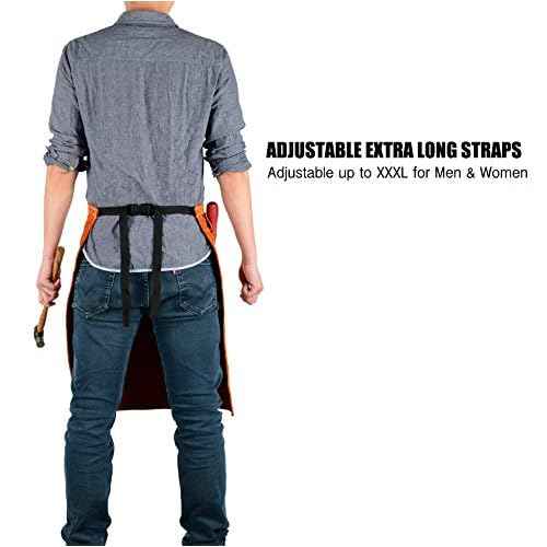 QeeLink Welding Waist Apron with Pocket 24" X 25" Leather Wasit Tools Half Aprons for Men and Women