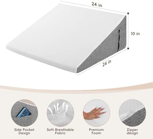 Wedge Pillow for Sleep Apnea Bed Wedge Pillow Headboard Set for After Surgery,Sleeping,Gerd Acid Reflux Relief,Back Pain Relief Triangle Pillow for Adult,Neck Pain,Anti Snoring,Back Support
