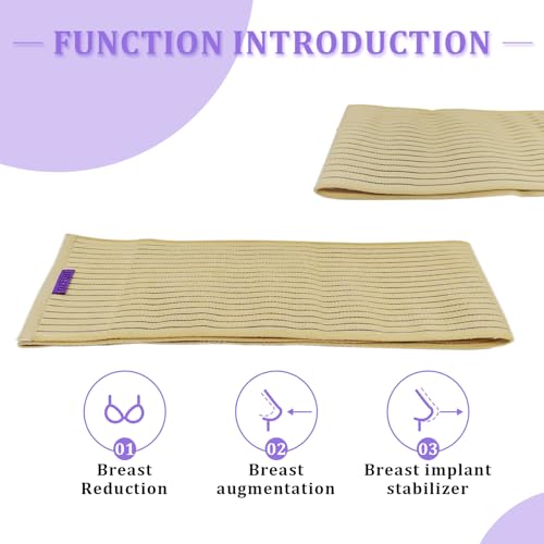 Abdomencare Breast Implant Stabilizer Band I Post Surgery Breast Band Chest Compression Wrap For Women I Breast Augmentation Band I Bra Breast Reduction Recovery Supplies For Healing I One Size (Beige)