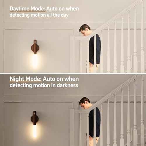 Rechargeable Motion Sensor Night Lights - 2200mAh Battery Operated Wall Sconces, Wireless Wall Lights Sconce, Magnetic Portable Hallway Light for Picture Stair Cabinet, 3000K 4 Pack
