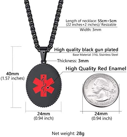 Supcare Medical Alert Necklace for Men Women, Stainless Steel Engraved Medical Emergency Pendant,Customized Medical ID Jewelry(16 Types)