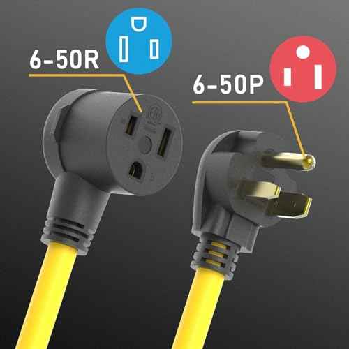 TOOLIOM 40FT 250 Volt Welder Extension Cord 10 AWG NEMA 6-50P to 6-50R Power Extension Cord for Welding Machines with ETL Approved
