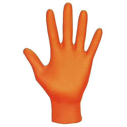 SAS Safety Astro-Grip Powder-Free Exam Grade Nitrile Disposable Gloves. Size 2X-Large, Orange, 7 mil Thickness. Chemical and Puncture Resistant. Single-Use. Pack of 100. (66475)