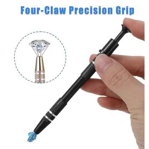 3Pcs Piercing Tweezers, 5.9 Inch 4-Claw Stainless Steel Grabber Tool Set in Black Brown Silver, Precision Jewelry Electronics Retrieval Tool