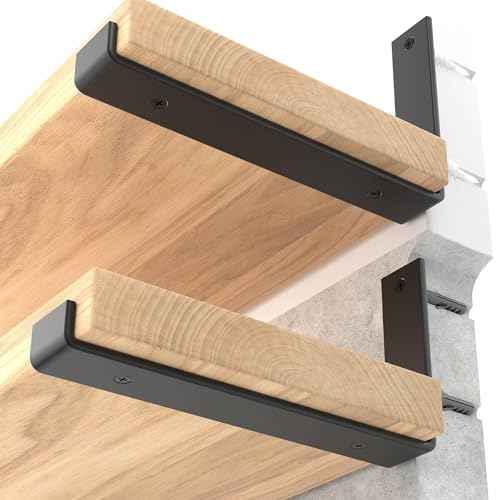 LEOPO 12 inch Shelf Brackets 12-Pack ,1/5 inch Thick Heavy Duty Industrial Bracket for DIY Floating Shelf Support, Black Coated Wall Shelf Support, 11.25¡± x 6¡± x 1.5¡±