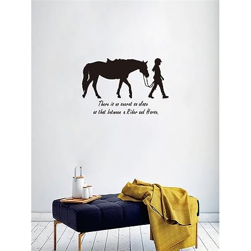 Equestrian Wall Sticker - "There is no secort so close" Quote Decals - 22"x14" (Black-JZY072-Girl Horse)