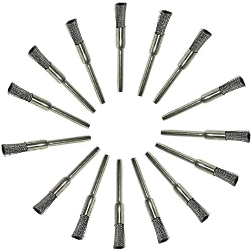 Wire Brush 15PCS Pen Shape 5mm End Brushes Stainless Steel Wire Brush 1/8" Shank for Compatible Rotary Tool