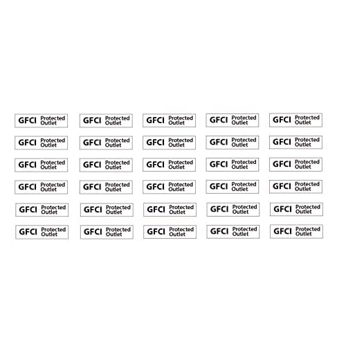 GFCI GFI Protected Outlet Decals Stickers 1" Wide .25" Tall (30 Pack) p650