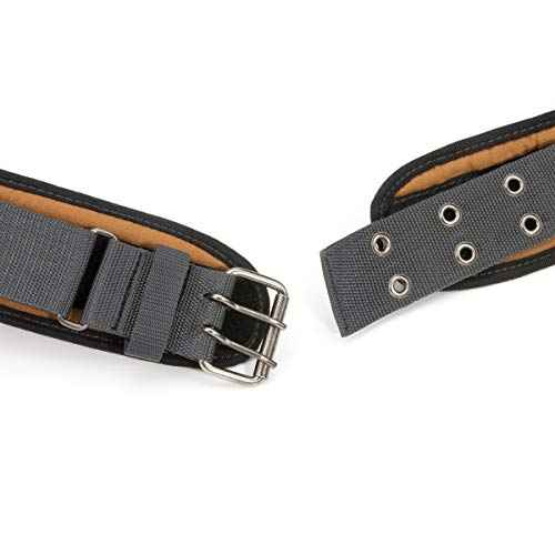 Dickies Heavy-Duty Padded Work Belt for Contractors, Double-Tongue Roller Buckle, Adjustable, 5-inch Width, Holds Most Tool Belt Pouches, Grey/Tan