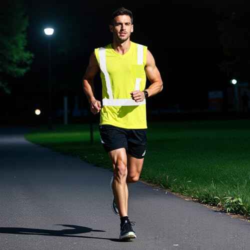 Amylove 4 Pcs Hi Vis Sleeveless Reflective Shirt for Men Class 2 Construction Work Shirts with Pockets for Men Women