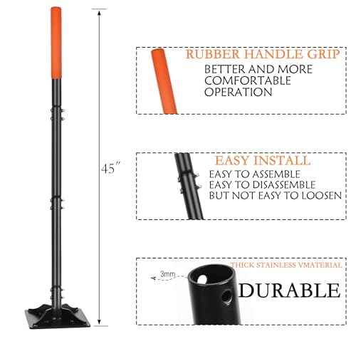 Steel Tamper 8in¡¿8in, 45in Long-Handled Hand Tamper with Rubber Grip, Durable Ground Tamper, Ideal for Leveling Garden Soil, Gravel, as Well as Laying Floor Tiles and Repairing Blacktop