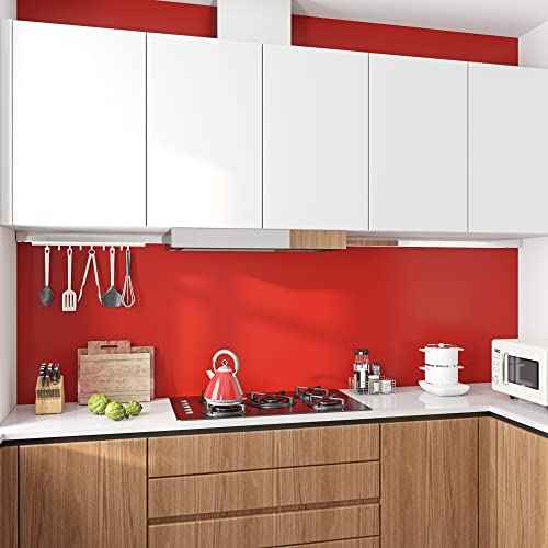 Livelynine Red Contact Paper Peel and Stick Roll Self Adhesive Vinyl Wrap Removable Wallpaper Waterproof Countertops Shelf Liners Cabinets Old Furniture Crafts Wall Paper Decorations 15.8x78.8'