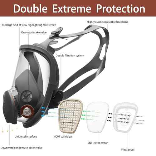 RANKSING Reusable Respirator Full Gas Mask Full 6800 with Filters for Dust, Asbestos, Chemicals while Painting, Spraying