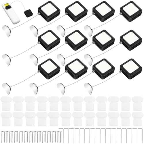 Mimorou 9 Pcs 6.5 ft Retractable Security Cable Lock with Double Sided Adhesive and Screws TV Remote Control Tether Cord Leash Anti Lost Rope Security Lanyard Lock for TV Tablets Showroom