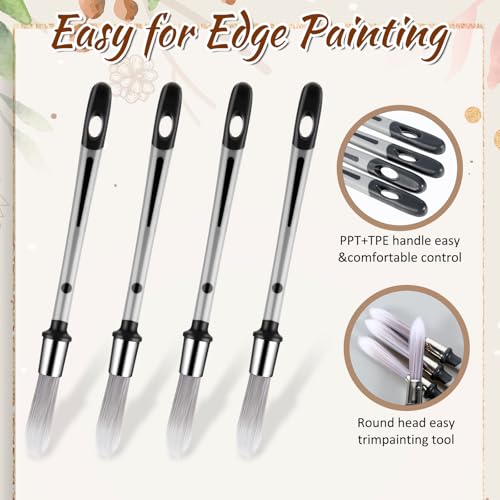 4PCS Paint Brush, 0.37Inch Trim Paint Brush, Small Paint-Brushes for Painting Walls, Corner Detail Painting-Brush Set, Edge Painting-Tool for Painting Detail Areas and Small Paint-Repairs