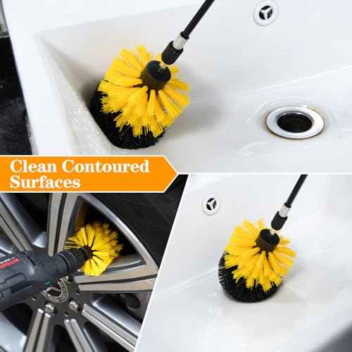 6pcs Drill Brush Attachment Set, for Tile Grout, Bathroom, Kitchen, Car Wheel, Floor, Sink, Corner