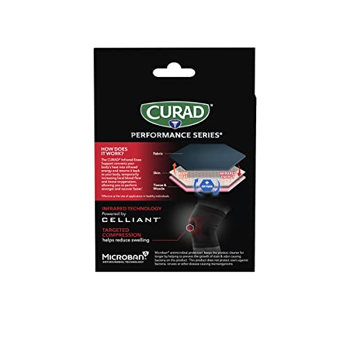 CURAD Performance Series IRONMAN Infrared Knee Support, Elastic Knee Sleeve for Pain Management, Compression Support for Recovery and Performance, Powered by CELLIANT Technology, Large/X-Large
