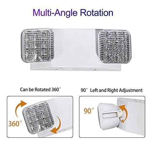 CM MZY Emergency Lights with Battery Backup,Commercial Emergency Light,Two Adjustable LED Light Head Emergency Lighting Fixtures,120-277V AC, UL Certified,2 Pack