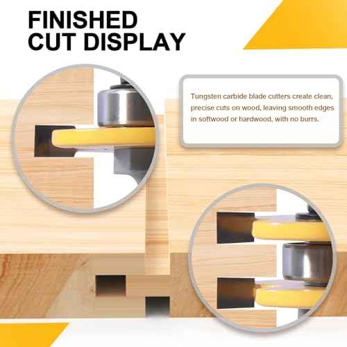Tongue and Groove Router Bit Set of 2 Pieces, 1/4 Inch Shank, 3 Teeth Adjustable T Shape Wood Milling Cutter, 1/2Inch Cutting Depth£¬3/4Inch Stock£¬Woodworking Tools