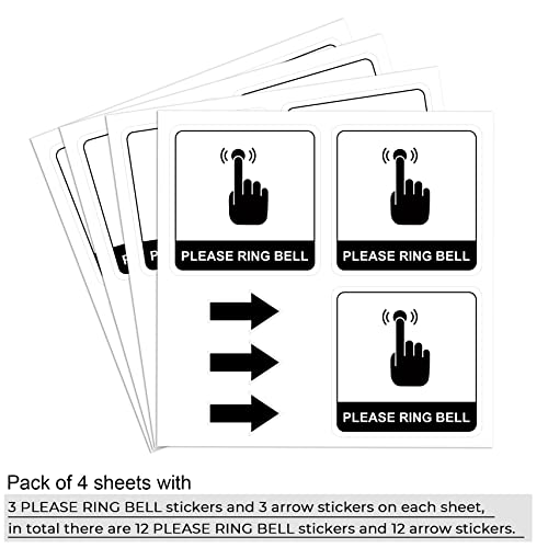 dealzEpic - Please Ring Bell Sign Stickers with Arrows Stickers - Self Adhesive Peel and Stick Decals - 5x5cm