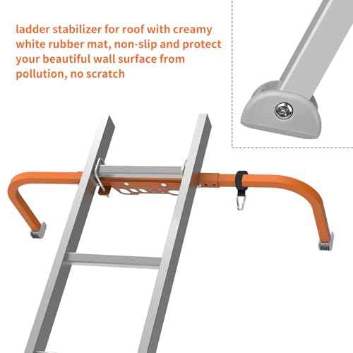 Aluminum Ladder Stabilizer for Roof Gutter Cleaning with Tool Tray, Heavy Duty Extended Ladder Accessories, Ladder Stand-Off Wing Span with Non-Slip Rubber Bottom Pad
